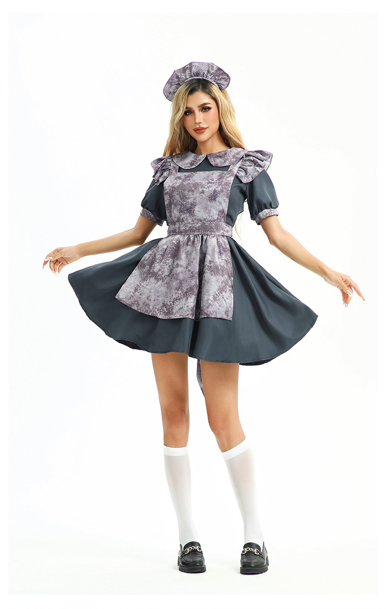 2026 Womens Gothic Maid Halloween Costume - Carnival Party Retro Witch Dress